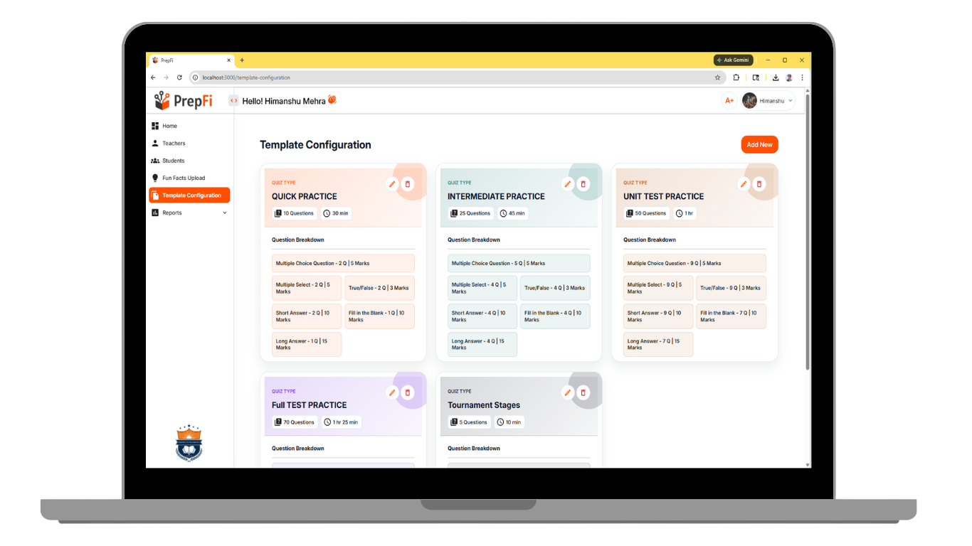PrepFi Quiz Templates